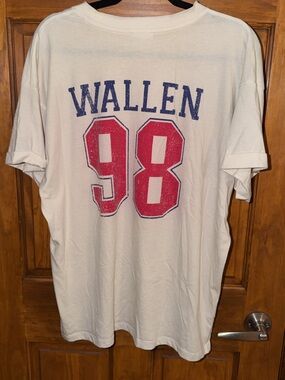 Maurices White Tee with Red & Blue 'WALLEN 98' Graphic